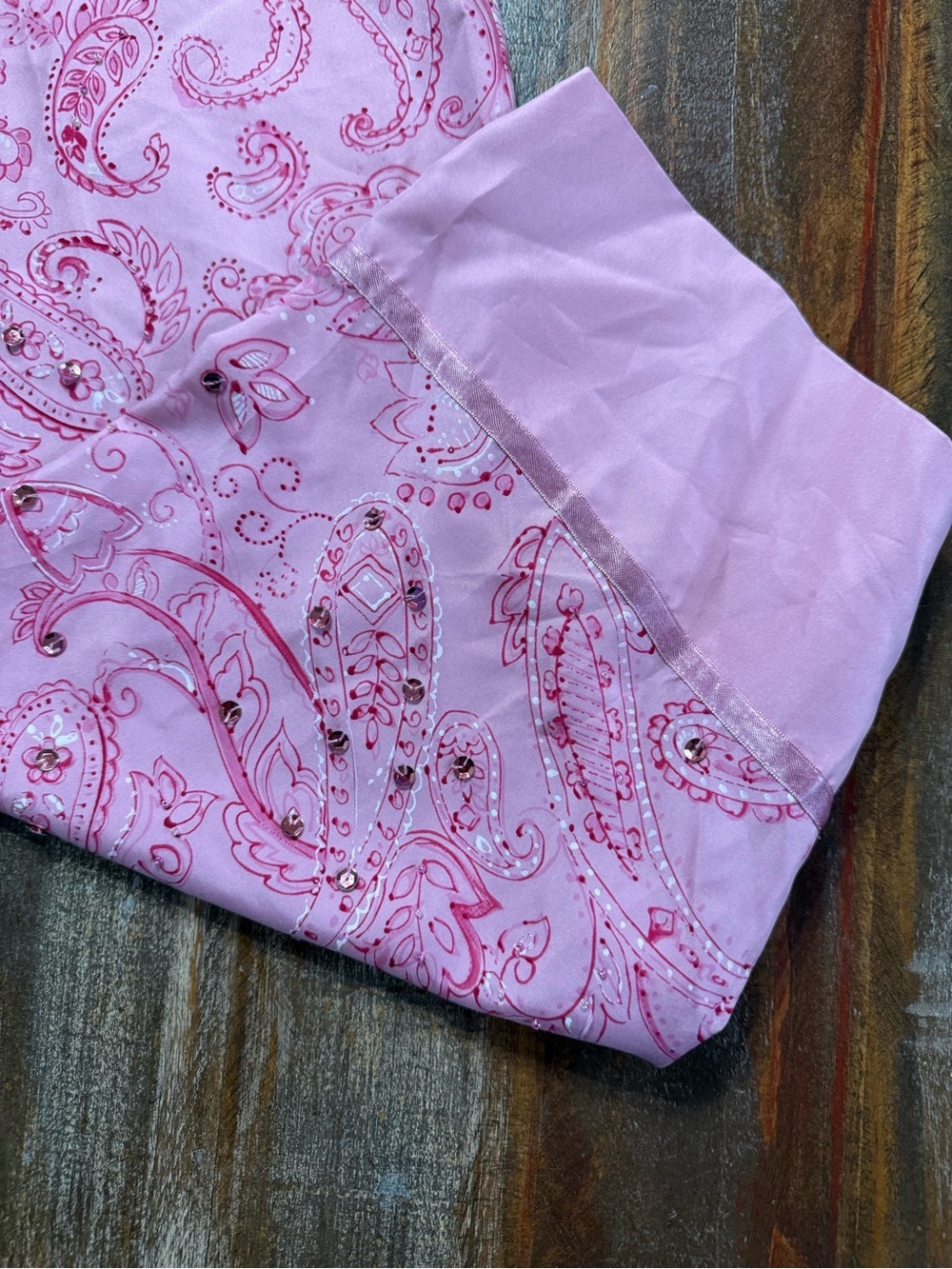 Boston Proper Women’s Size S 100% Silk Paisley & Rhinestone Lounge Pants EUC - Picture 3 of 5